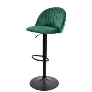 mobiliario-contract-taburete flower regulable metal negro tapizado velvet verde con trasera floral a juego 3 1